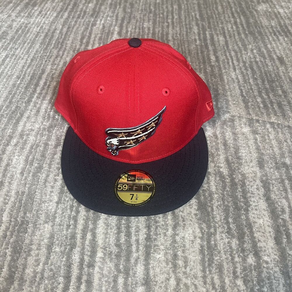 Washington Capitals Hat Cap Fitted Mens 7 1/4 Red New Era Wool Screaming Eagle
